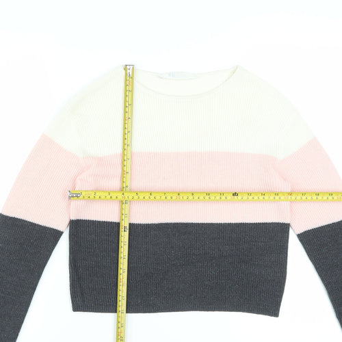H&M Teens Multicoloured Striped Crew Neck Knit Jumper Size 12
