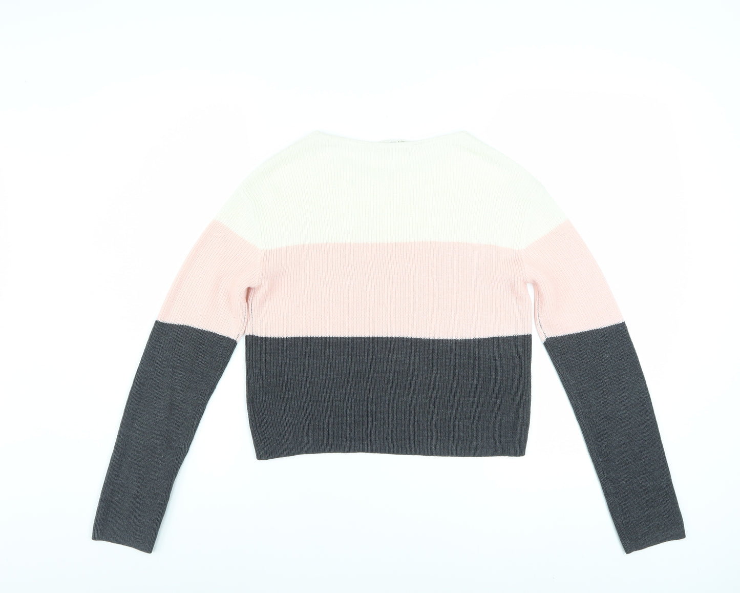 H&M Teens Multicoloured Striped Crew Neck Knit Jumper Size 12