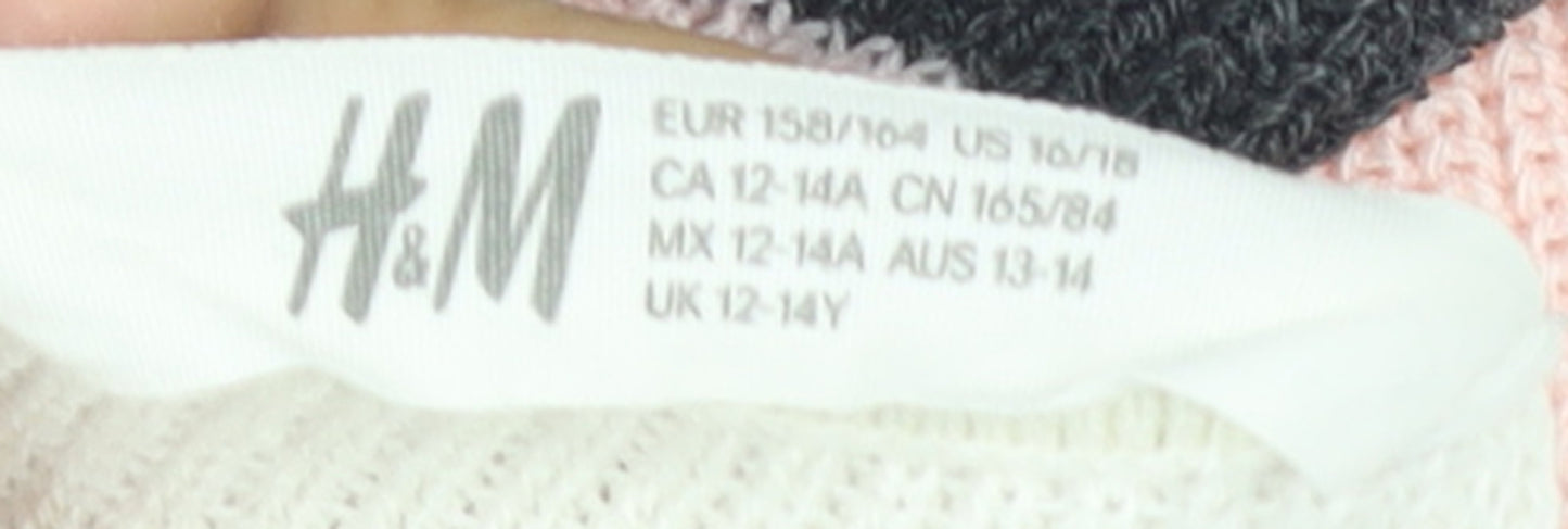 H&M Teens Multicoloured Striped Crew Neck Knit Jumper Size 12