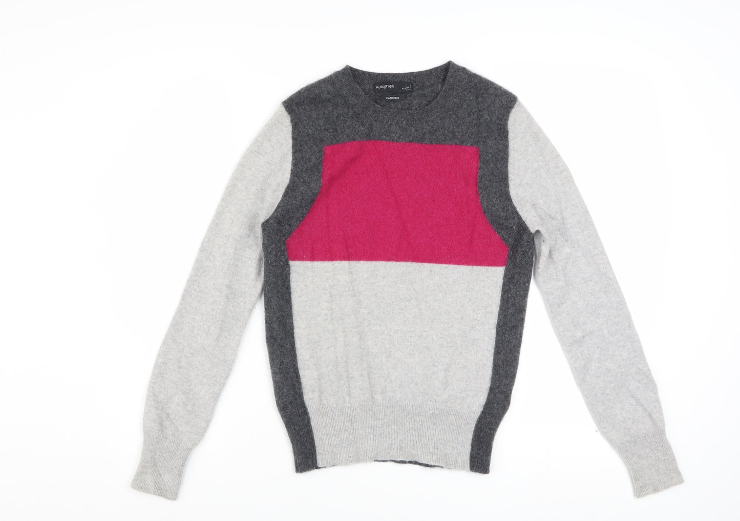 Marks and Spencer Autograph Women’s Grey Pink Cashmere Jumper Size 8