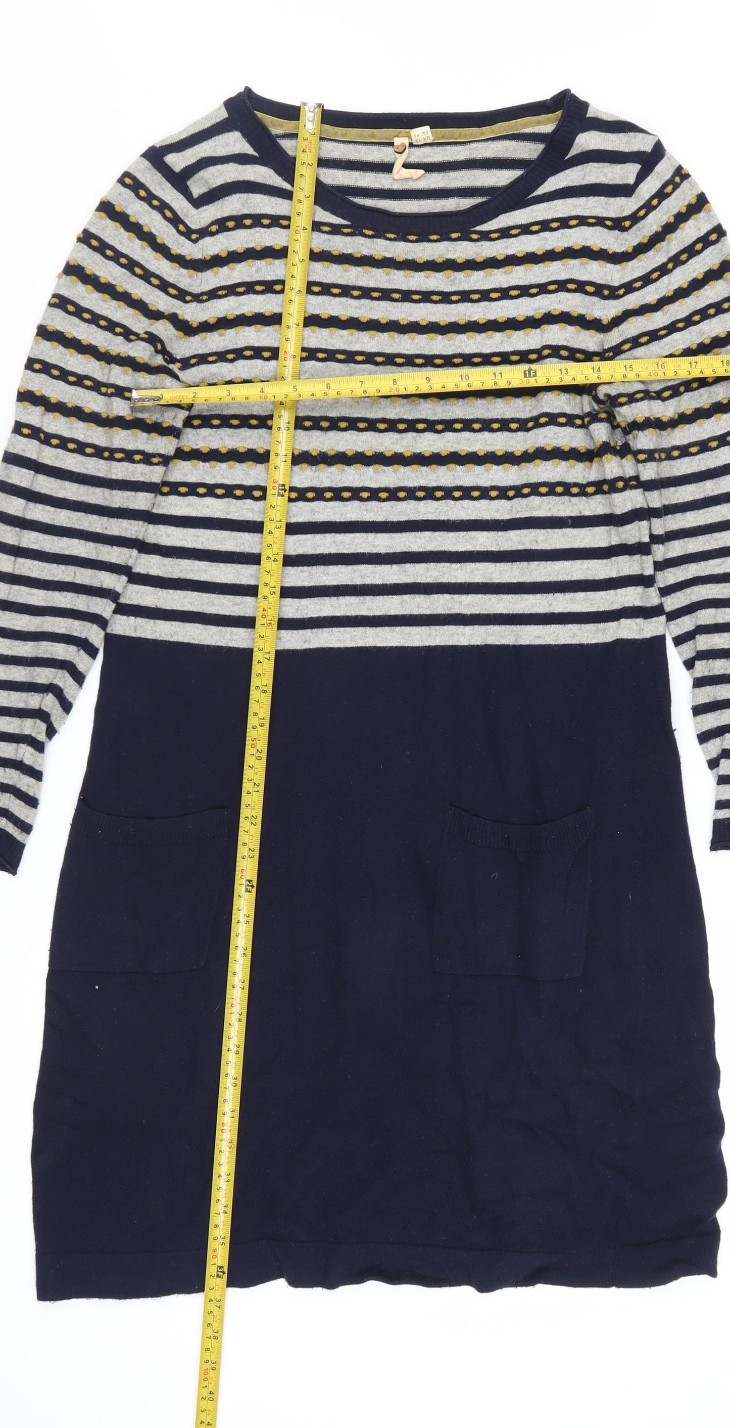 White Stuff Women’s Blue Striped Knit Shift Dress Size 12