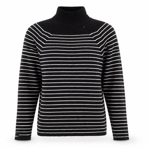 Marks and Spencer Women’s Black Striped Roll Neck Jumper Size 14