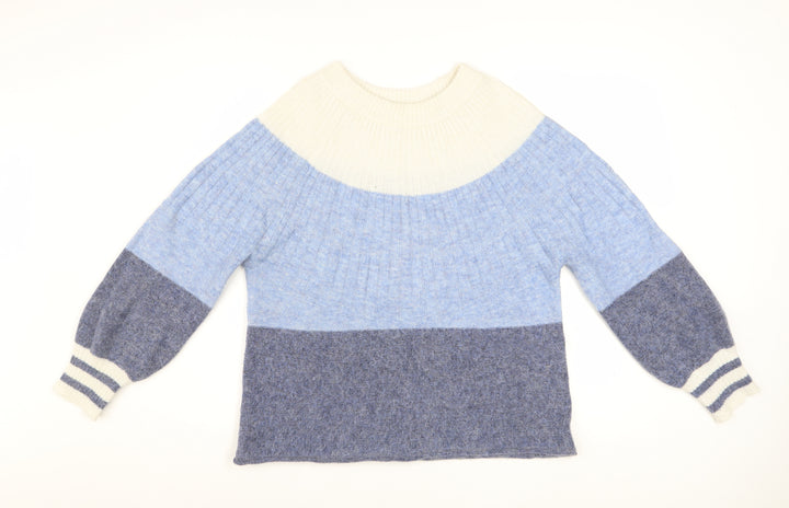 White Stuff Women Blue Crew Neck Chunky Knit Pullover Jumper Size 12