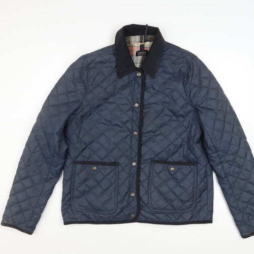Topshop Women Blue Quilted Mid-Length Jacket Size 12