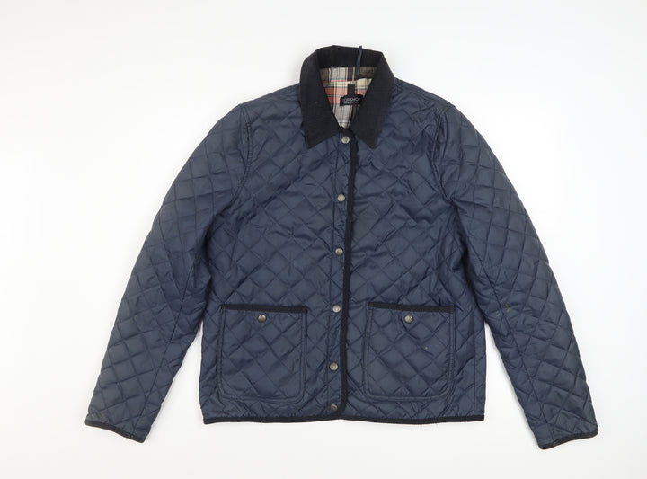 Topshop Women Blue Quilted Mid-Length Jacket Size 12