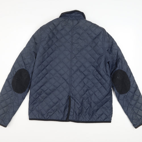 Topshop Women Blue Quilted Mid-Length Jacket Size 12
