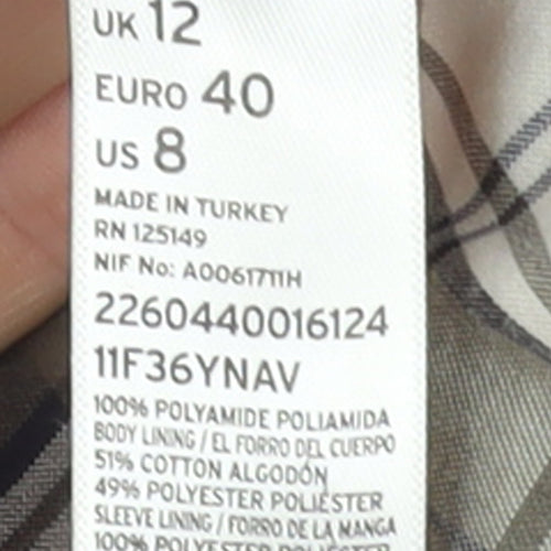 Topshop Women Blue Quilted Mid-Length Jacket Size 12