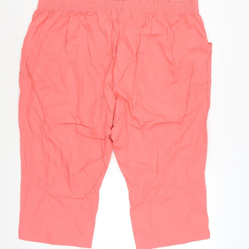 Bonmarché Women's Pink Cotton Capri Trousers Size 24 Elastic Waist