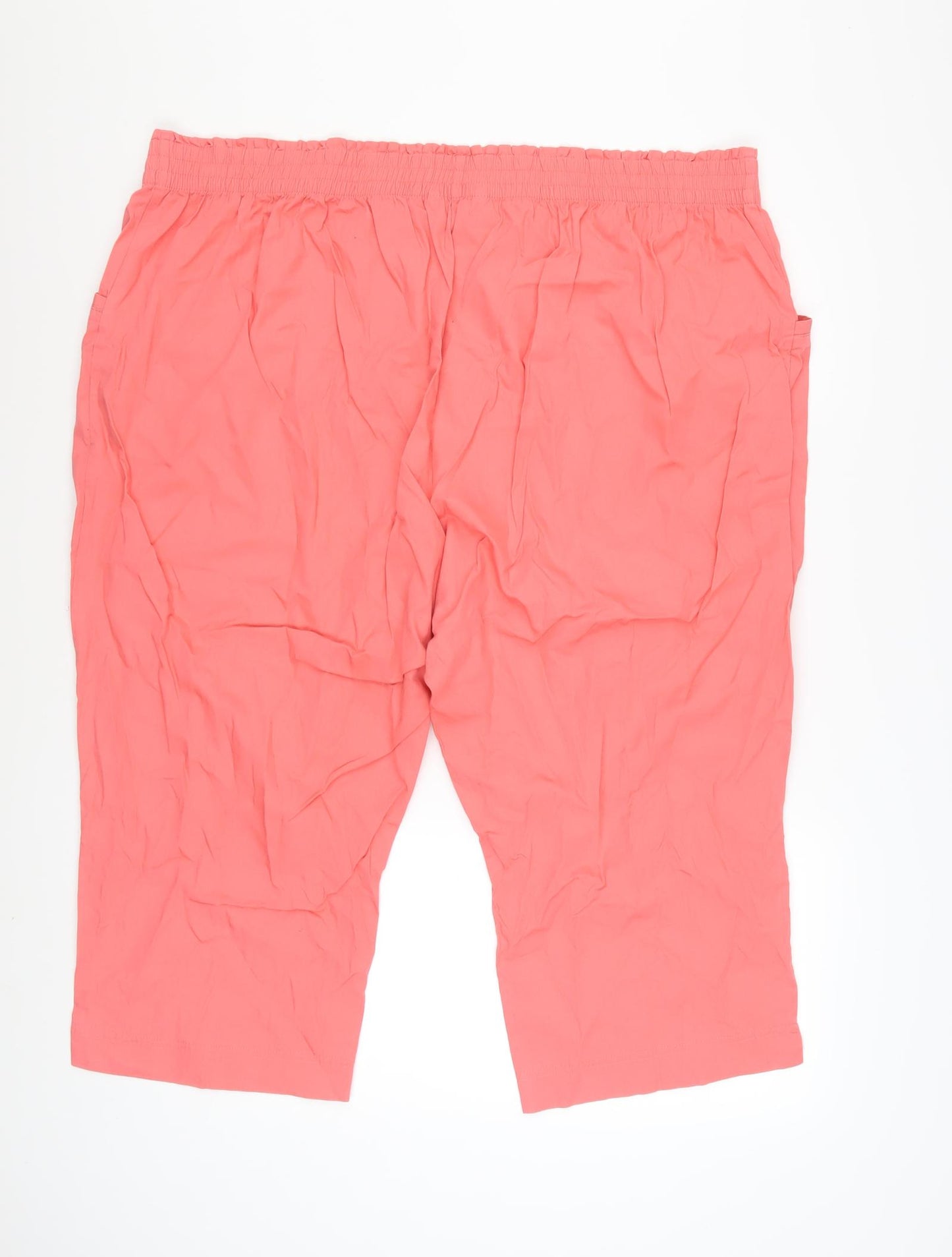 Bonmarché Women's Pink Cotton Capri Trousers Size 24 Elastic Waist