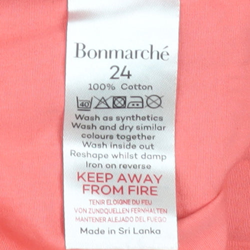 Bonmarché Women's Pink Cotton Capri Trousers Size 24 Elastic Waist
