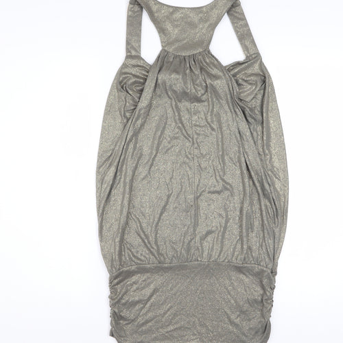 Internacionale Womens Silver Sequin Sleeveless Camisole Tank Top Size 10