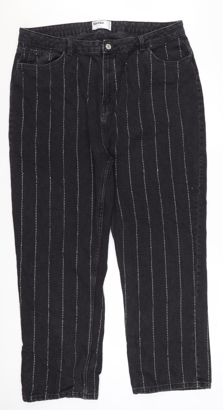 Rita Ora x Primark Women’s Black Studded Straight Jeans Size 20
