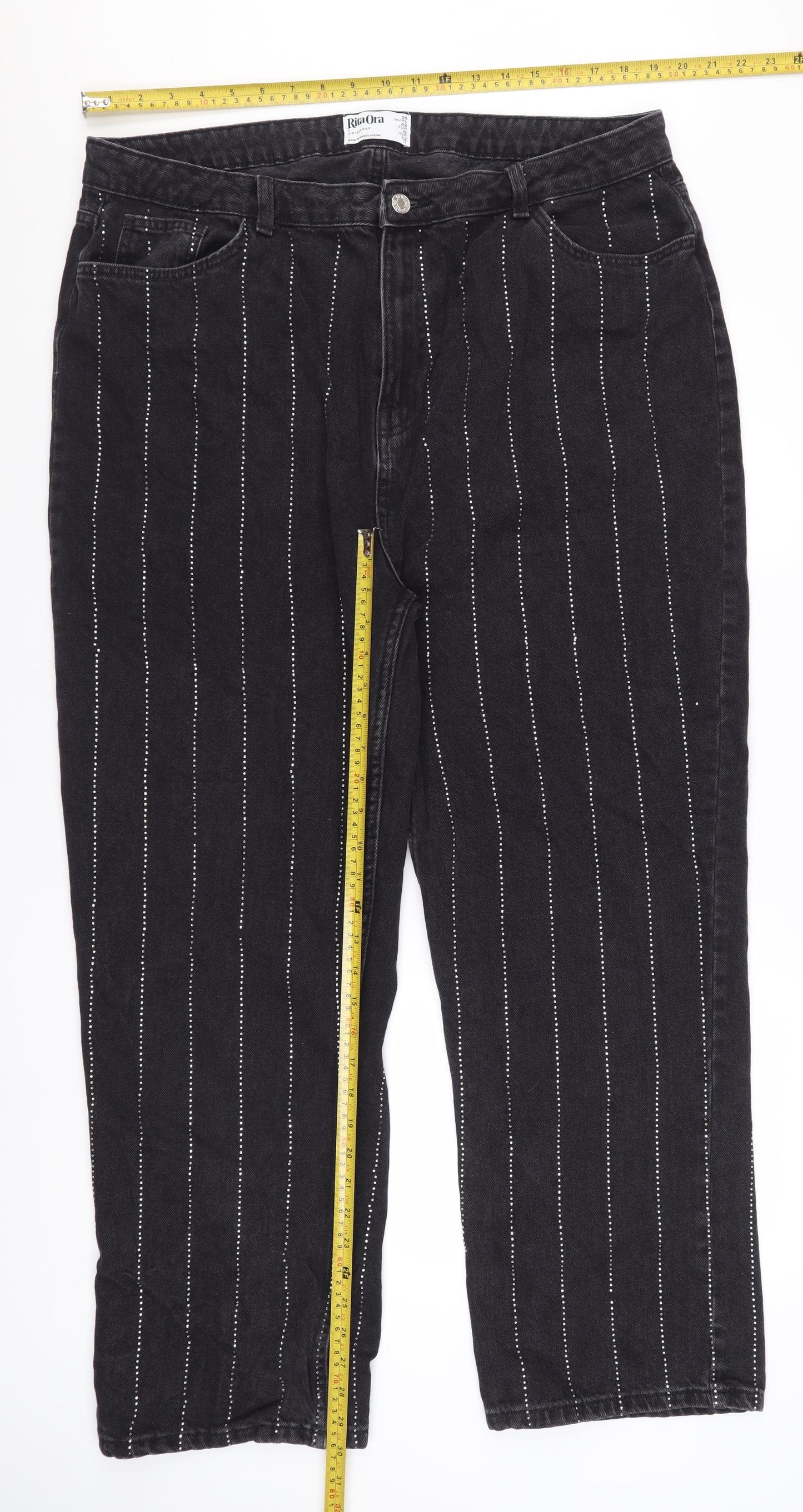 Rita Ora x Primark Women’s Black Studded Straight Jeans Size 20