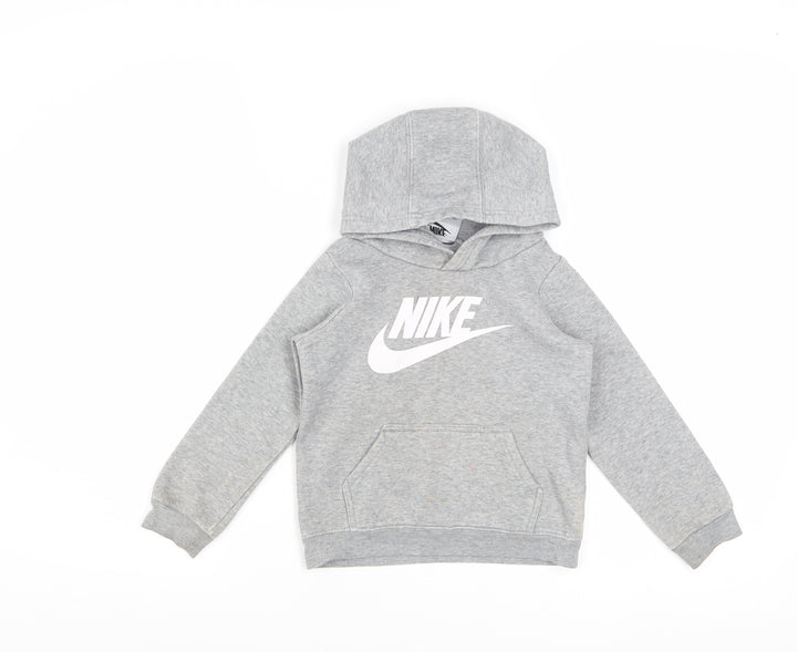 Nike Boys Grey Pullover Hoodie 2-3 Years Cotton Blend Graphic Logo