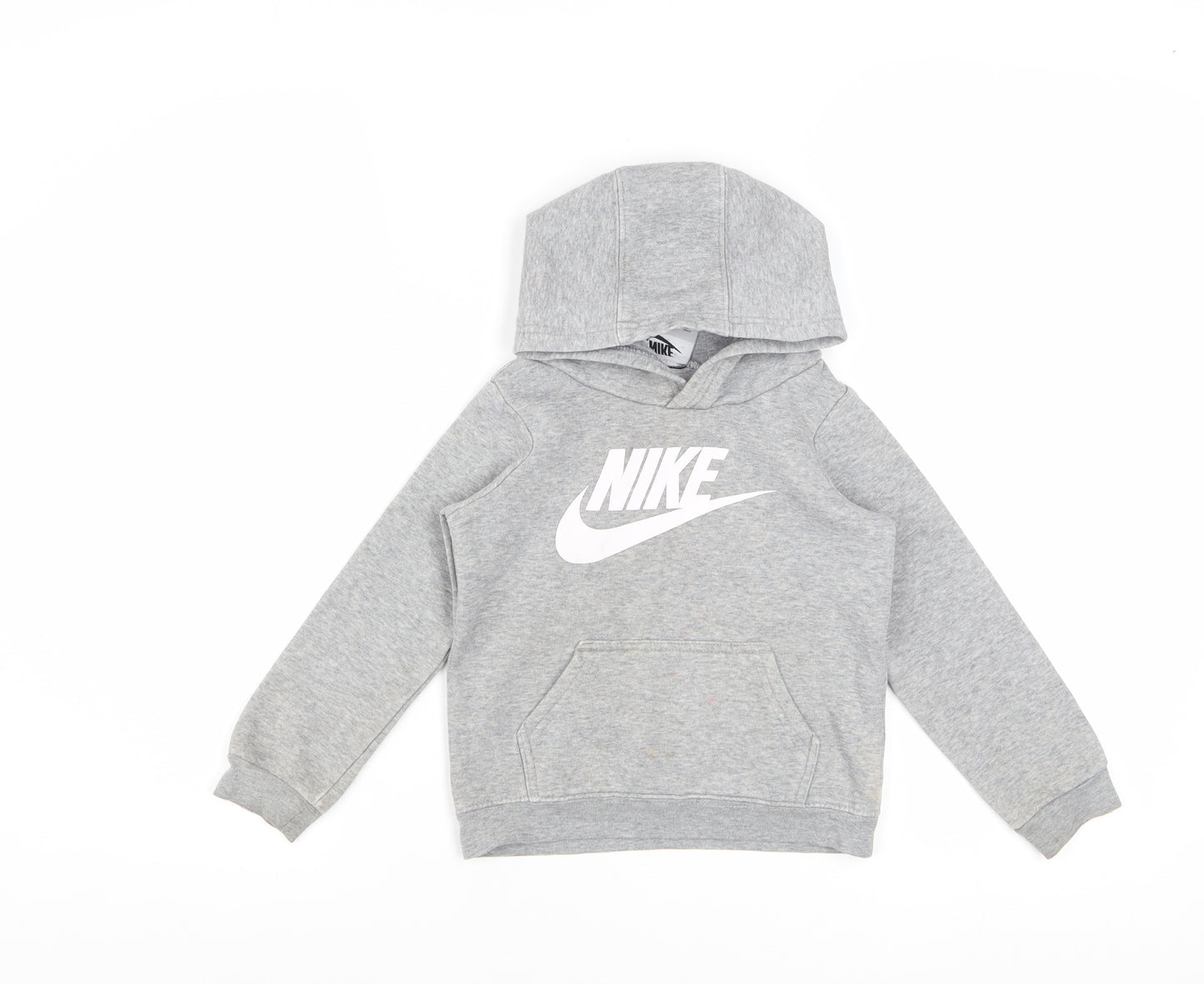 Nike Boys Grey Pullover Hoodie 2-3 Years Cotton Blend Graphic Logo