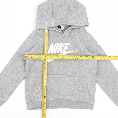 Nike Boys Grey Pullover Hoodie 2-3 Years Cotton Blend Graphic Logo