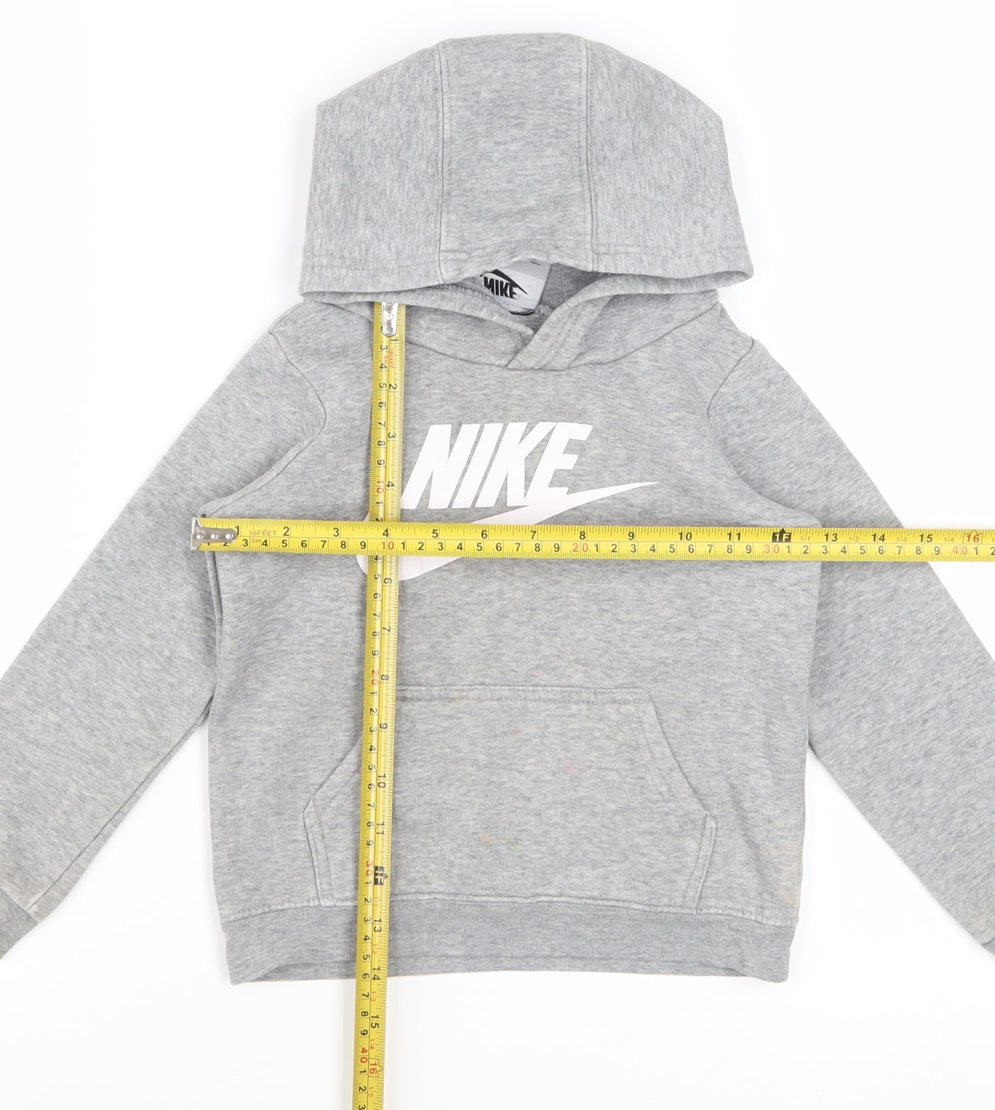 Nike Boys Grey Pullover Hoodie 2-3 Years Cotton Blend Graphic Logo