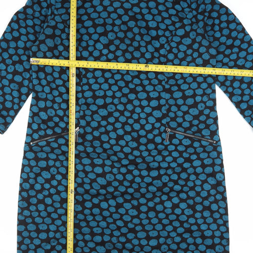 Roman Women's Blue Polka Dot Shift Dress Size 14 3/4 Sleeve Knit