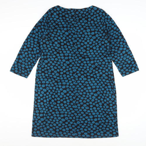 Roman Women's Blue Polka Dot Shift Dress Size 14 3/4 Sleeve Knit