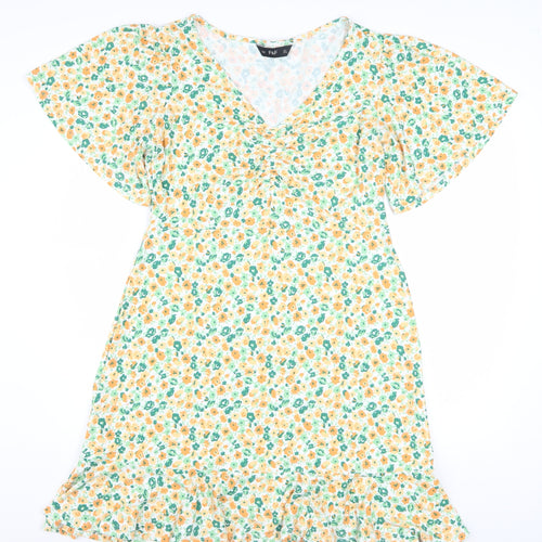 F&F Women’s Multicoloured Floral A-Line Knee Length Viscose Dress UK 12
