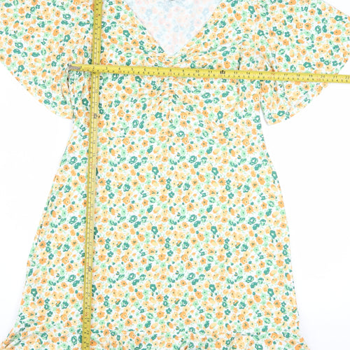 F&F Women’s Multicoloured Floral A-Line Knee Length Viscose Dress UK 12