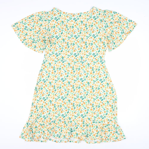 F&F Women’s Multicoloured Floral A-Line Knee Length Viscose Dress UK 12