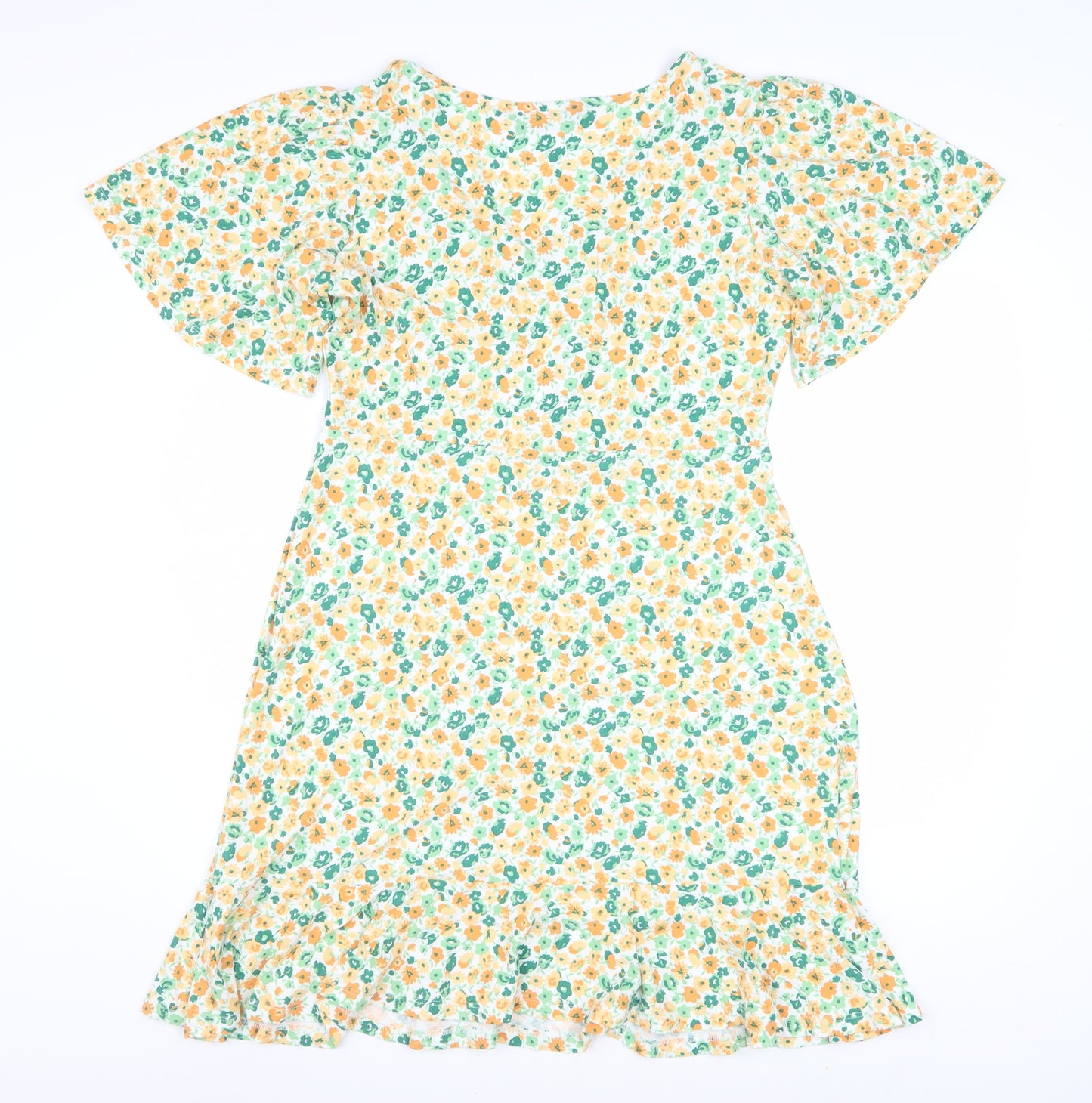 F&F Women’s Multicoloured Floral A-Line Knee Length Viscose Dress UK 12