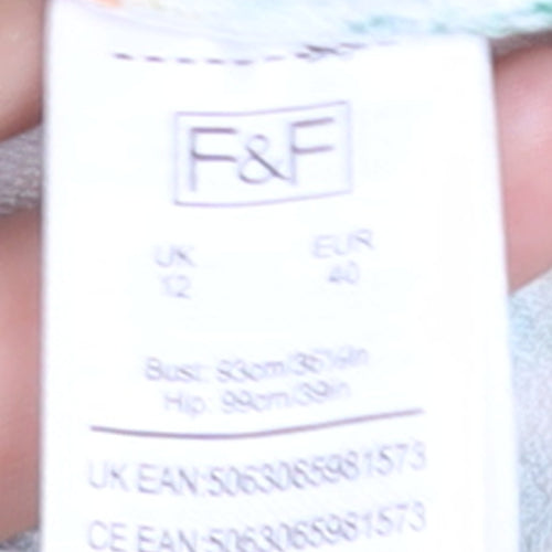 F&F Women’s Multicoloured Floral A-Line Knee Length Viscose Dress UK 12
