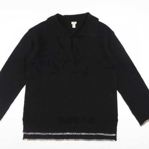 River Island Women’s Black Collared Henley Jumper XS Wool Blend