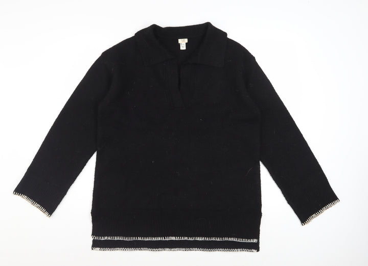 River Island Women’s Black Collared Henley Jumper XS Wool Blend