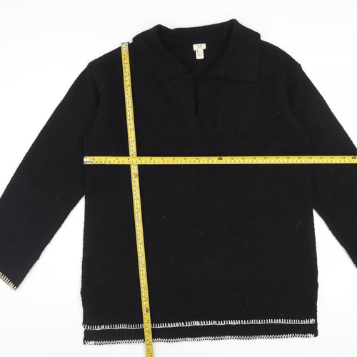 River Island Women’s Black Collared Henley Jumper XS Wool Blend
