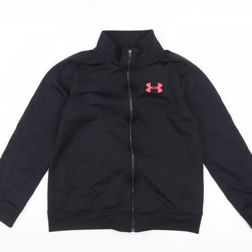 Under Armour Boys Black Full Zip Track Jacket Size 12 Years Polyester