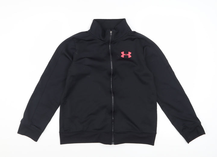 Under Armour Boys Black Full Zip Track Jacket Size 12 Years Polyester