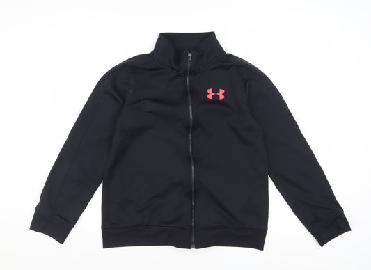 Under Armour Boys Black Full Zip Track Jacket Size 12 Years Polyester