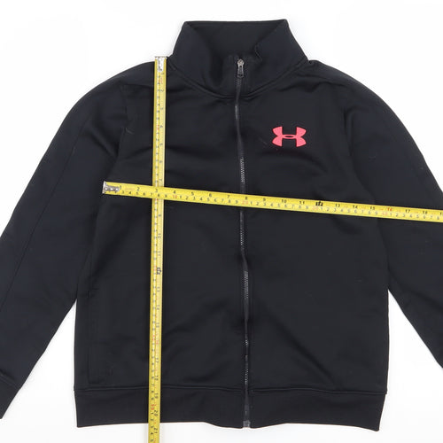 Under Armour Boys Black Full Zip Track Jacket Size 12 Years Polyester