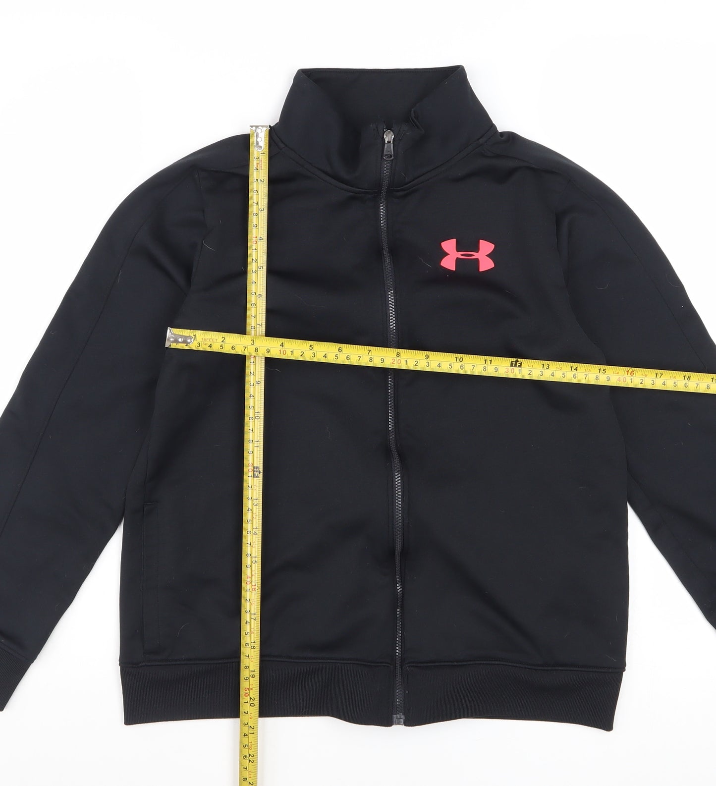 Under Armour Boys Black Full Zip Track Jacket Size 12 Years Polyester