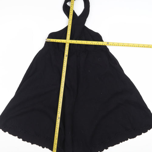ASOS Design Women Black Size 12 Halter Playsuit Cotton Blend Crinkle Fabric