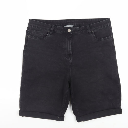 Nutmeg Womens Black Denim Bermuda Shorts Size 16 Stretch