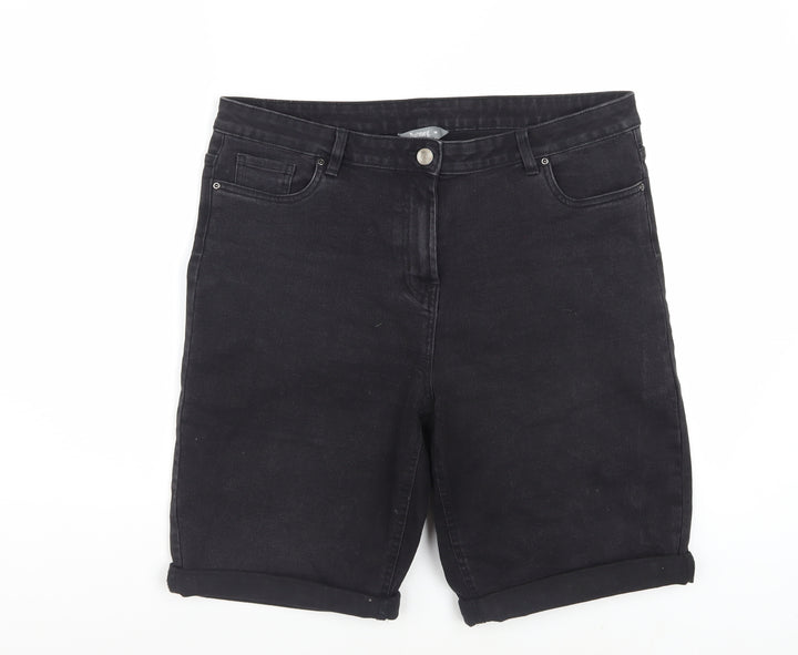 Nutmeg Womens Black Denim Bermuda Shorts Size 16 Stretch