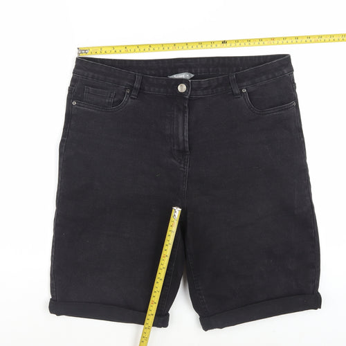 Nutmeg Womens Black Denim Bermuda Shorts Size 16 Stretch