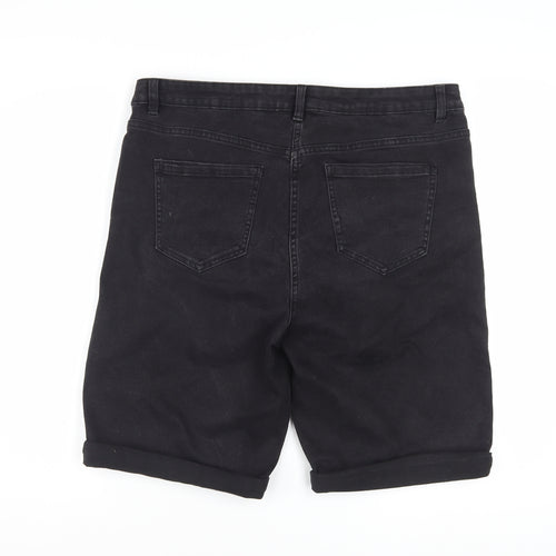 Nutmeg Womens Black Denim Bermuda Shorts Size 16 Stretch