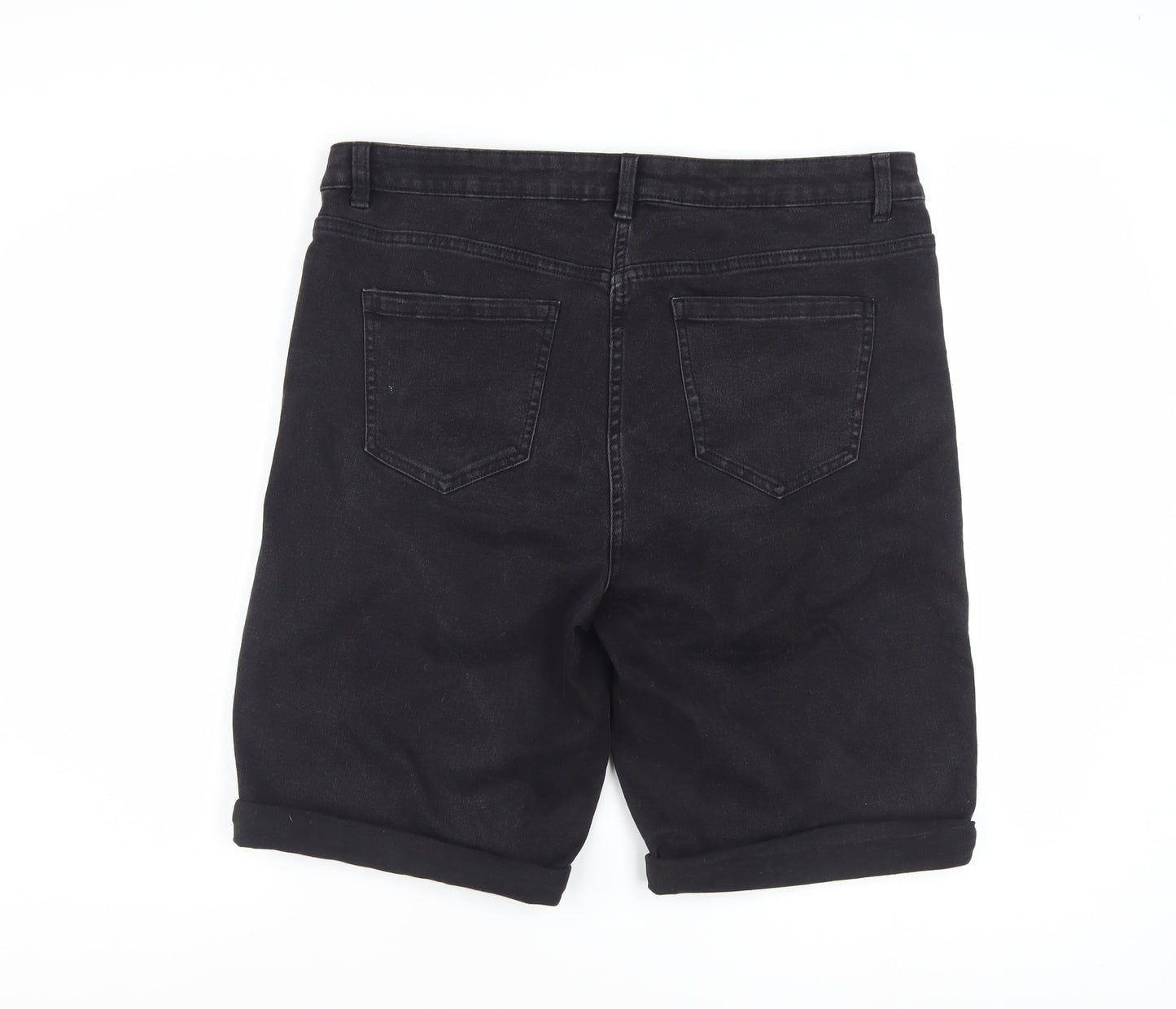 Nutmeg Womens Black Denim Bermuda Shorts Size 16 Stretch