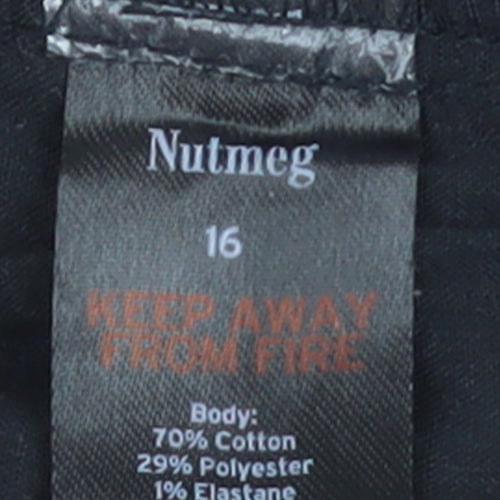 Nutmeg Womens Black Denim Bermuda Shorts Size 16 Stretch