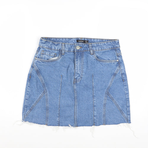 Boohoo Women Blue Denim Cotton Mini Skirt UK 10 Casual Style