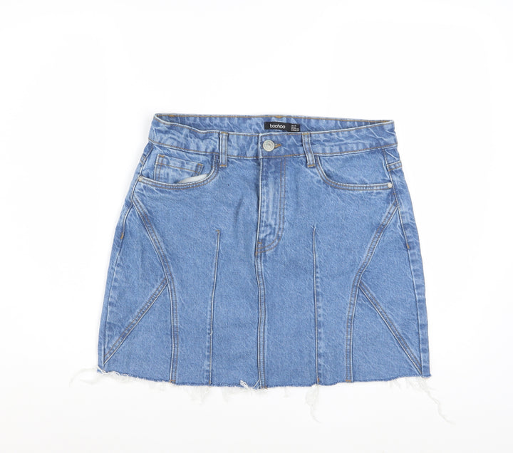 Boohoo Women Blue Denim Cotton Mini Skirt UK 10 Casual Style