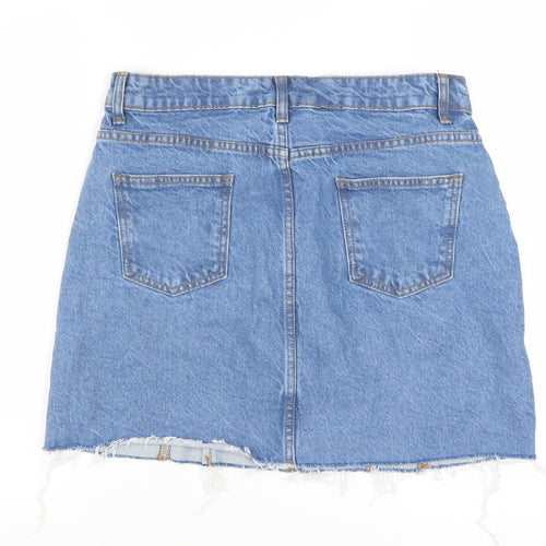 Boohoo Women Blue Denim Cotton Mini Skirt UK 10 Casual Style