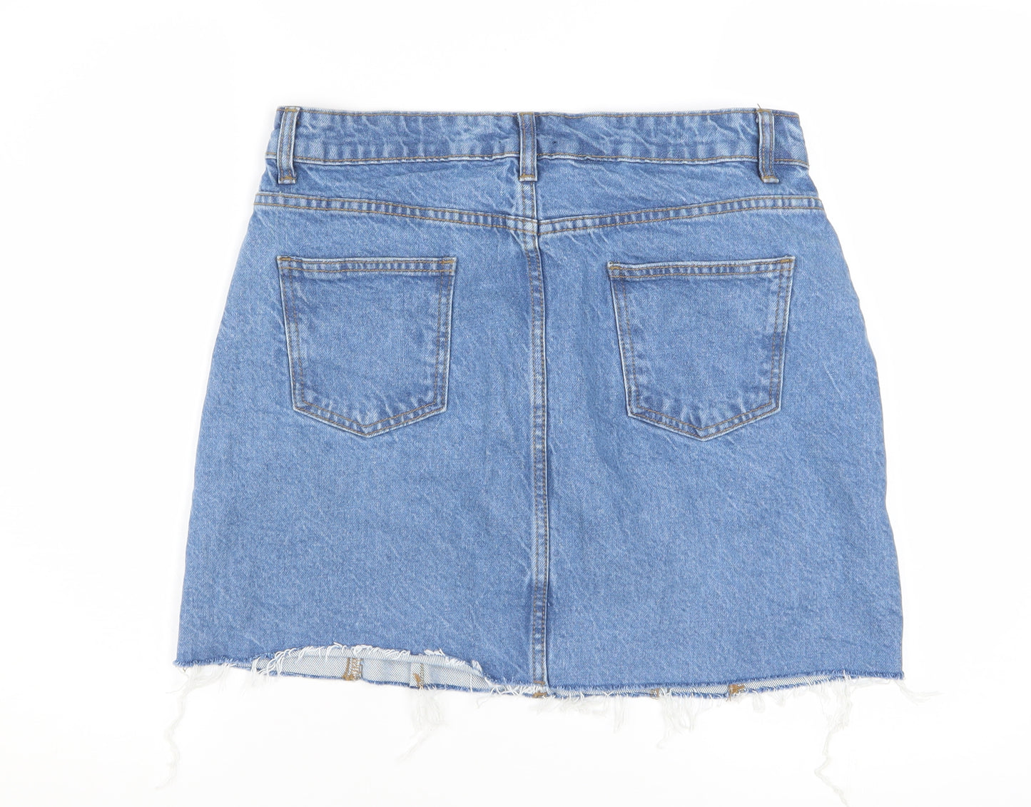 Boohoo Women Blue Denim Cotton Mini Skirt UK 10 Casual Style