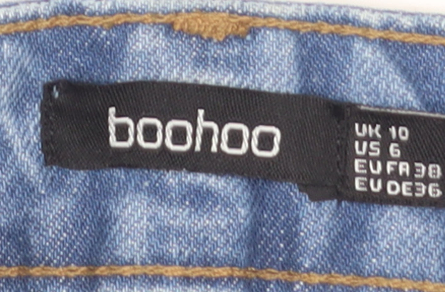 Boohoo Women Blue Denim Cotton Mini Skirt UK 10 Casual Style