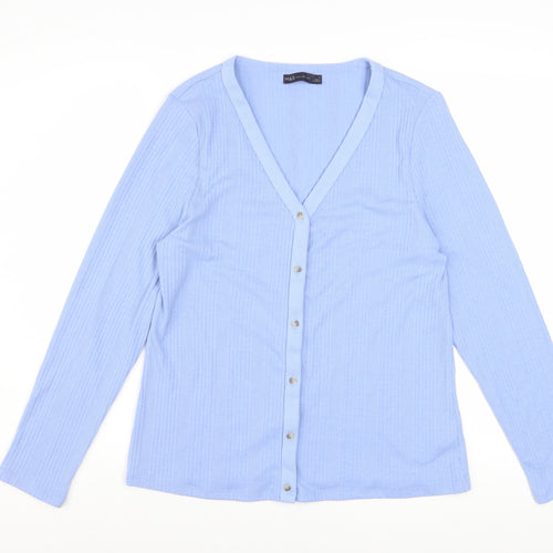 Marks and Spencer Women Blue V-Neck Button Cardigan Size 16