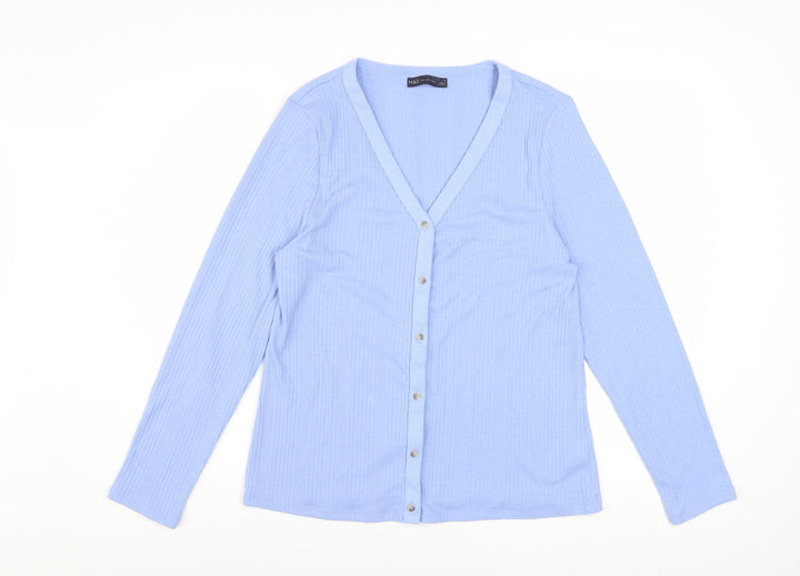 Marks and Spencer Women Blue V-Neck Button Cardigan Size 16